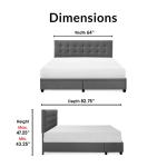 Decor - Edmond Storage Bed with Adjustable Height Headboard Queen Size - Dark Gray