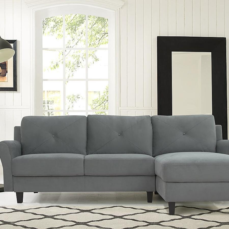 Lifestyle Solutions - Hamburg Rolled Arm Sectional Sofa in Grey - Dark Grey